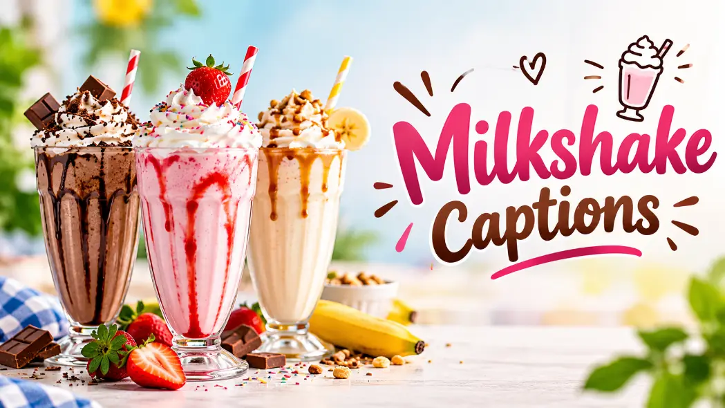 Three Milkshake with captions