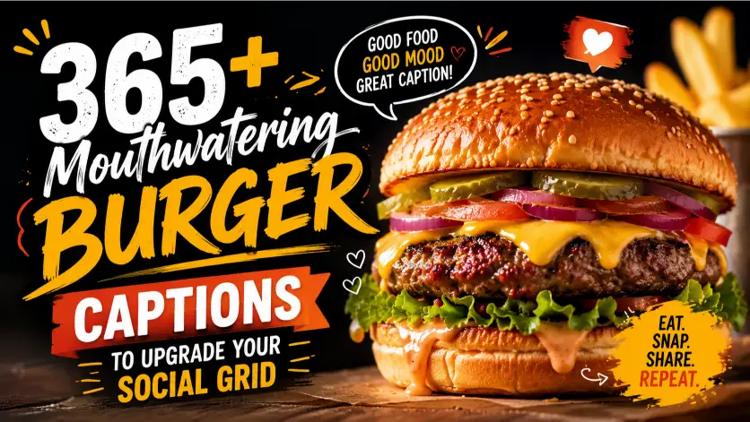 Mouthwatering Burger Captions Upgrade Social Grid
